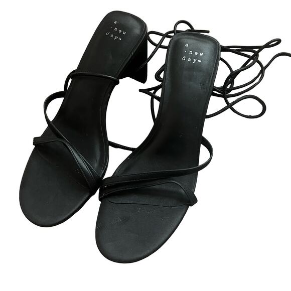 A NEW DAY Marcia Lace Up Heels Black 8 - Picture 2 of 5